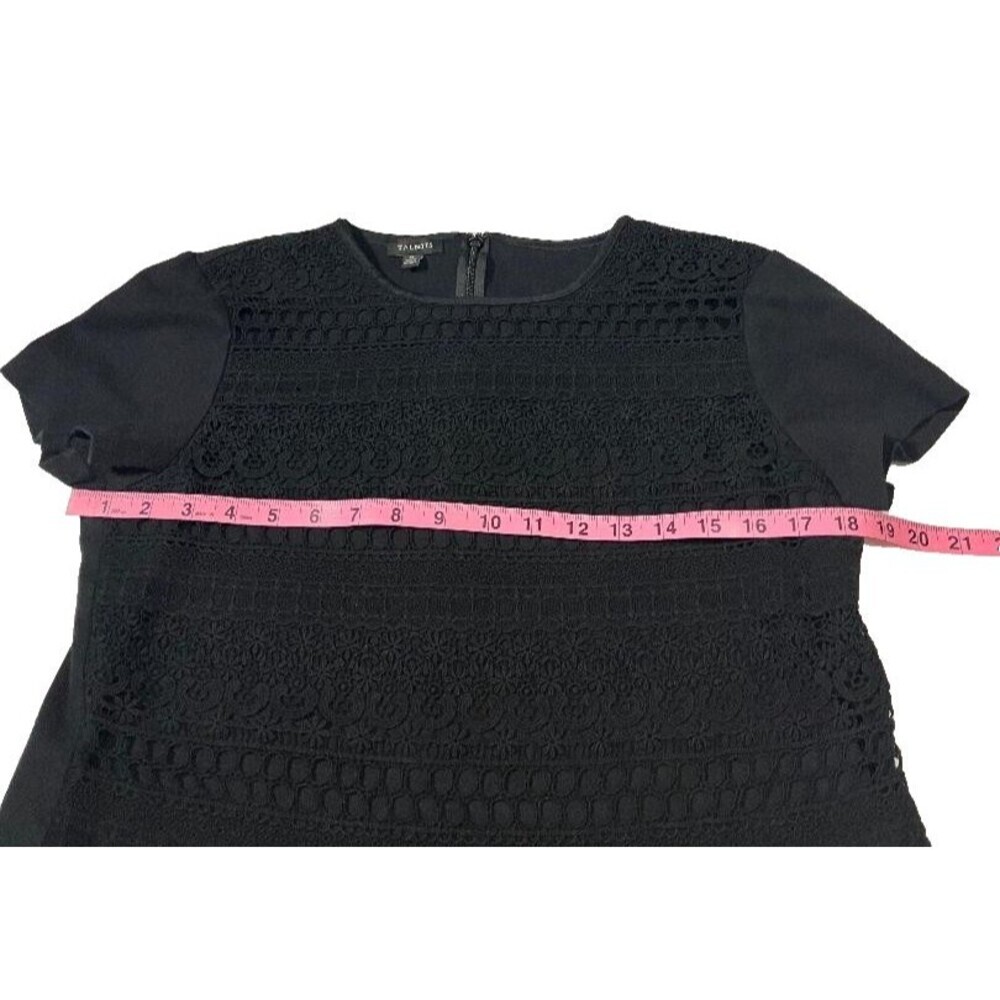 Talbots Women’s Medium Black Lace Open Weave Layered Look Short Sleeve Top‎ - Picture 5 of 6